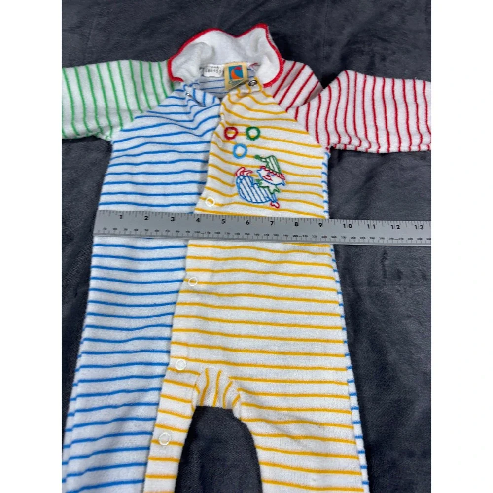Vintage Carters Striped Colorblock Footed Sleeper Primary Colors Clown USA Large